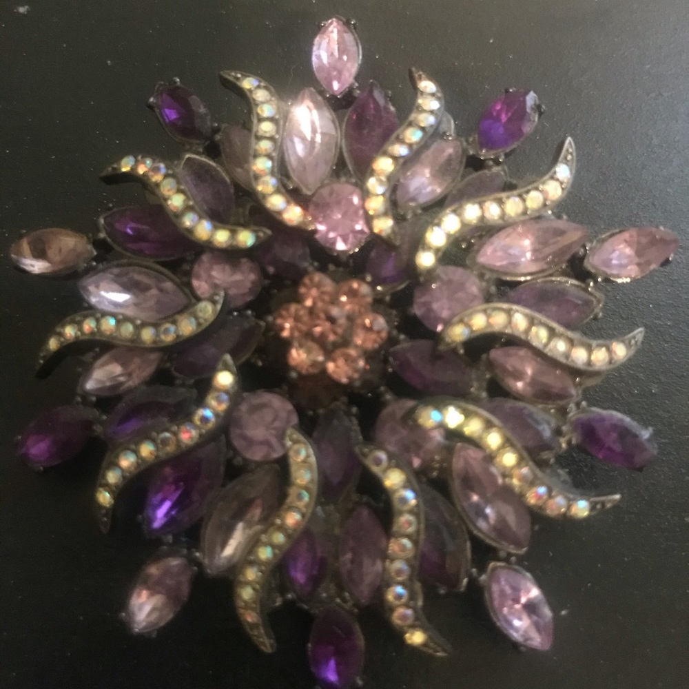 Purple Rhinestone Brooch
